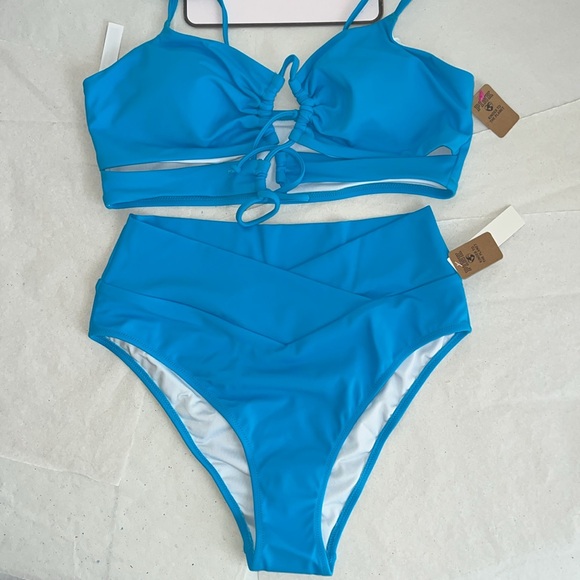 (M) 2pcs Swim Victoria’s Secret PINK Bikini Top High Waist Bottom Set - Picture 16 of 16